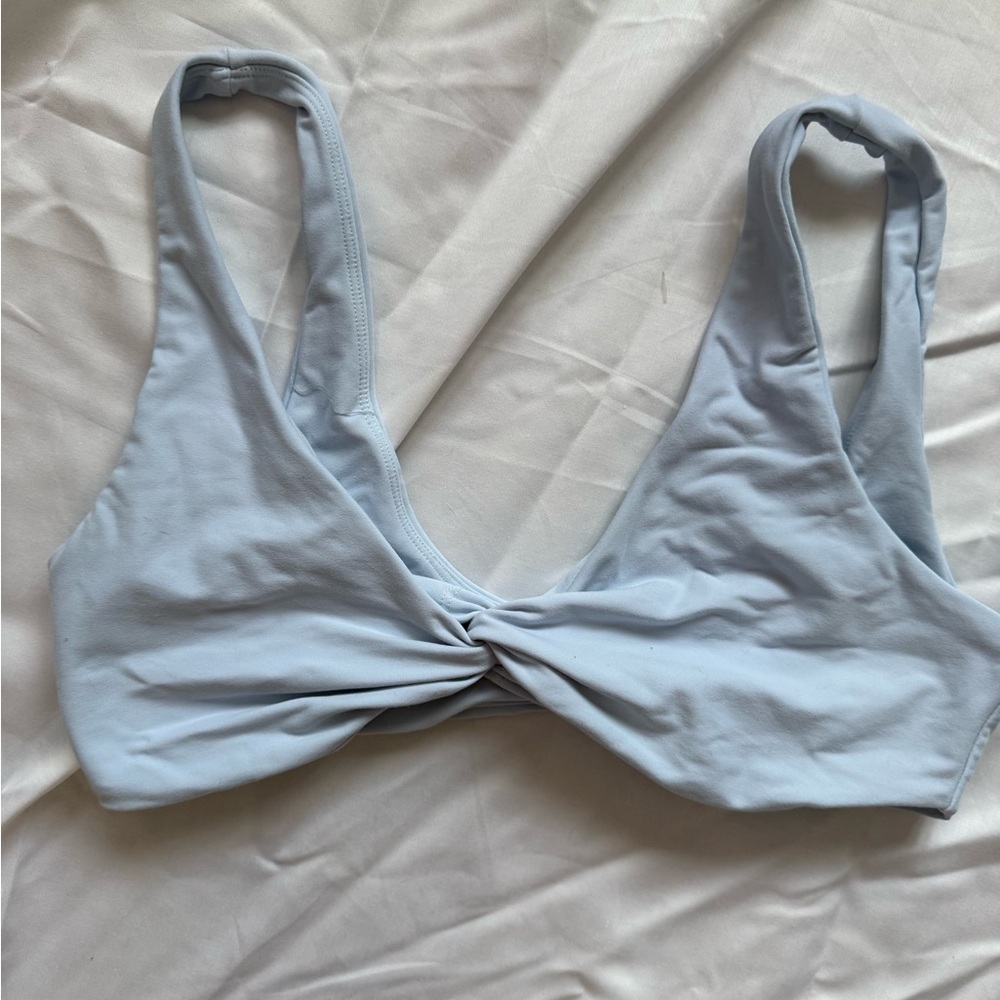YoungLA W361 Light Blue Twist Front Sports Bra